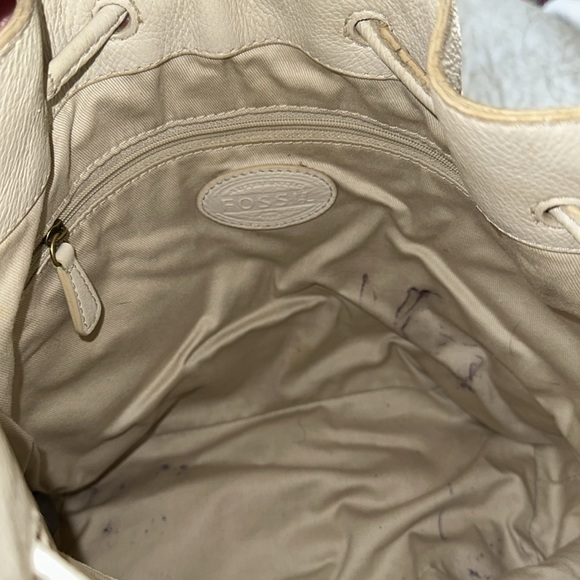 Fossil Vickery Drawstring Leather Bucket Bag Purse Cream (AA5) - Picture 5 of 7
